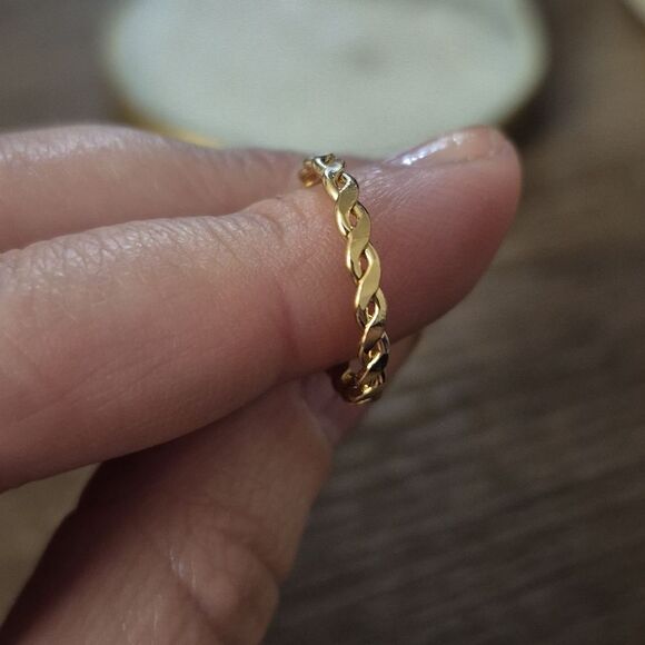 Delicate Gold Plated Twisted Rope Stacking Ring size 7 - Picture 3 of 6